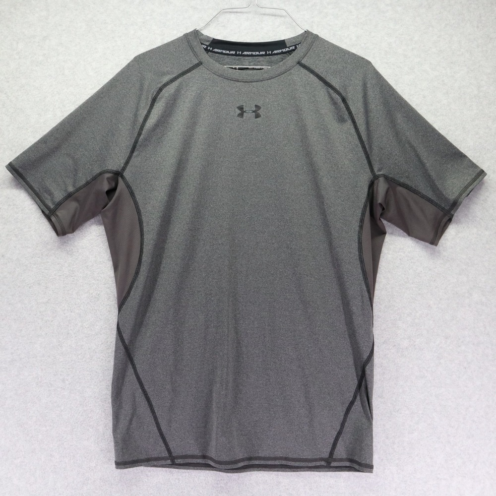 Under Armour Shirt Mens 2XL XXL Heatgear Compression Training Gray Short‎ Sleeve